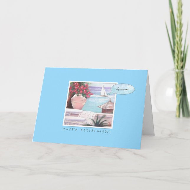 Pastel Sea & Sailboat Happy Retirement Card (Front)