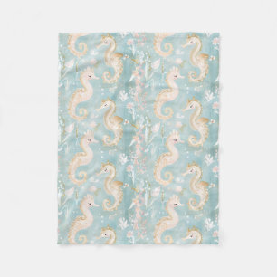 Pastel Seahorse Pattern Fleece Blanket