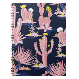 Pastel Seamless pattern vintage summer cactus on d Notebook