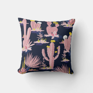 Pastel Seamless pattern vintage summer cactus on d Throw Pillow