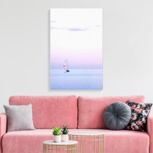 Pastel Seascape with a Sailboat Canvas Print