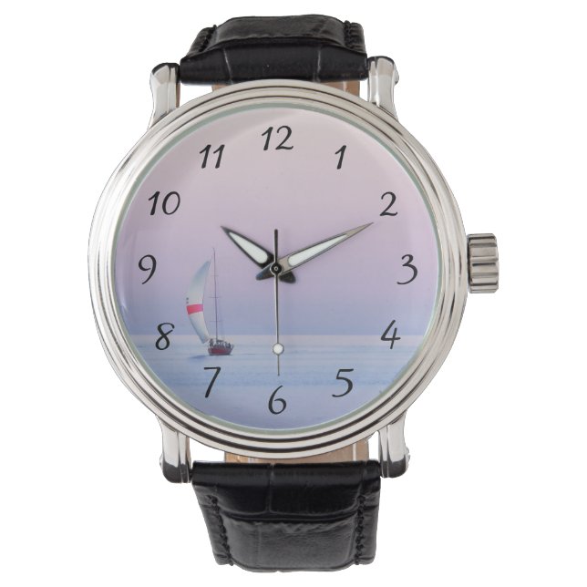 Pastel Seascape with a Sailboat Watch (Front)