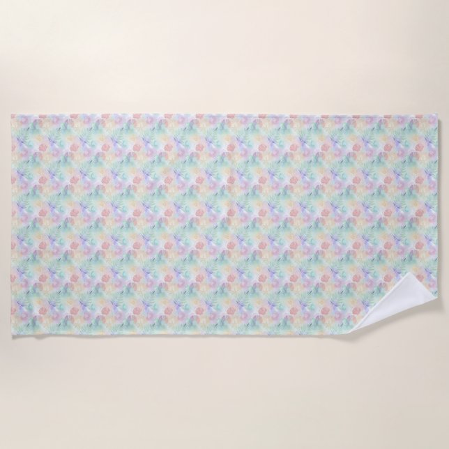 Pastel Seashell and Ocean theme  Beach Towel (Front)