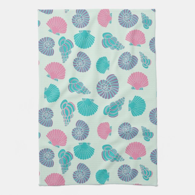 Pastel Seashell Pattern 1 Kitchen Towel (Vertical)