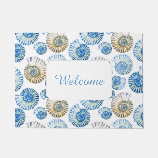 Pastel Seashell Pattern | Add Your Text Doormat (Front)