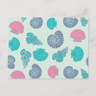 Pastel Seashell Pattern Postcard