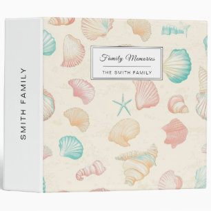 Pastel Seashell Starfish Blue Peach Coastal Binder