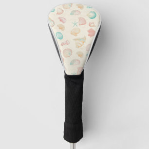 Pastel Seashell Starfish Blue Peach Coastal Golf Head Cover