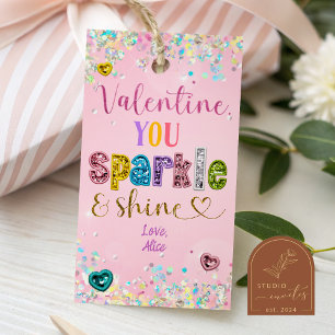 pastel sequin valentine you sparkle and shine gift tags