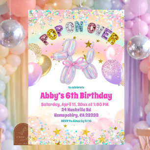 Pastel Sequins Pop On Over Dog Balloon Invitation