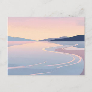 Pastel Serenity Winding River Landscape Postcard