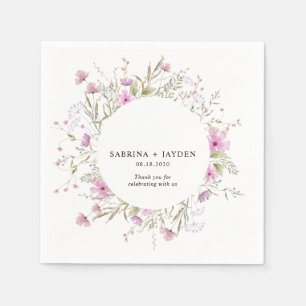 Pastel Shade Blush Pink Wild Floral Wedding Napkin