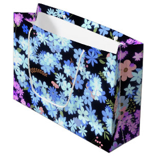 pastel shades floral pattern Black BG Large Gift Bag