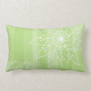 Pastel shades of green oriental floral lumbar pillow
