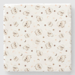 Pastel Sheep Pattern Stone Coaster