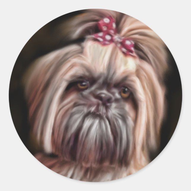 Pastel Shih Tzu Classic Round Sticker (Front)