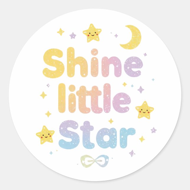 Pastel "Shine Little Star" Celestial Classic Round Sticker (Front)