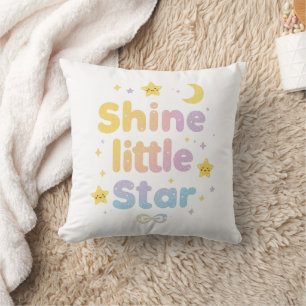 Pastel "Shine Little Star" Celestial Throw Pillow