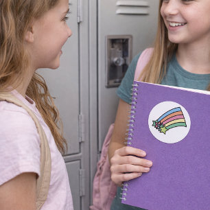 Pastel Shooting Star Rainbow Retro Cute Classic Round Sticker