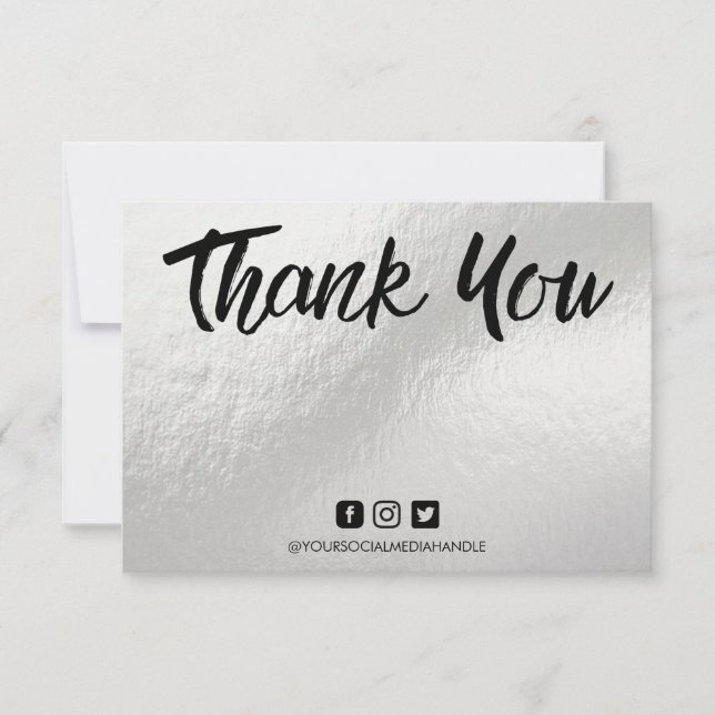 Pastel Silver Silk Thank you Message Media Insert (Front)