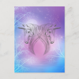 Pastel Silver Unicorns Postcard