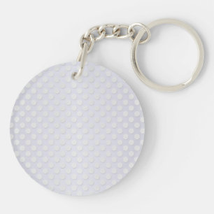 Pastel Silvery White Polka Dot Pattern Keychain