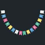 Pastel Sisters Joint Birthday Party Bunting Flags<br><div class="desc">Celebrate your sisters’ joint birthday with this cheerful pastel Bunting Flags featuring two whimsical girls in party hats, playful dots, and curly streamers on a clean white background. The sweet pink, blue, yellow, and green palette creates a light and joyful party feel. Personalize the text with names, age, date, time,...</div>
