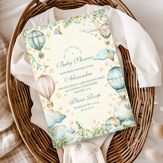 Pastel Sky Adventure Baby Shower Invitation (Creator Uploaded)
