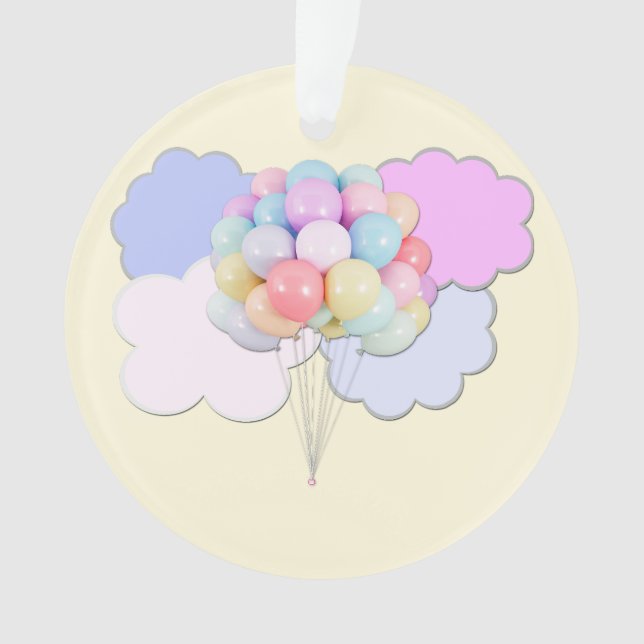 Pastel Sky and Balloons Acrylic Ornament (Front)