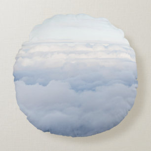 Pastel Sky and Fluffy Clouds Dream 1 Round Pillow