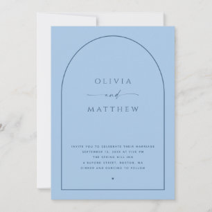 Pastel Sky Blue Arch Wedding Photo & QR Code Invitation