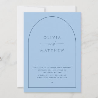 Pastel Sky Blue Arch Wedding | Photo & QR Code Invitation