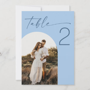 Pastel Sky Blue Beach Wedding   Photo Table Number