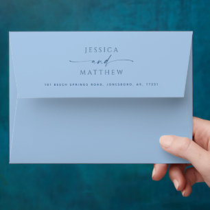Pastel Sky Blue Coastal Wedding Minimalist Beach Envelope