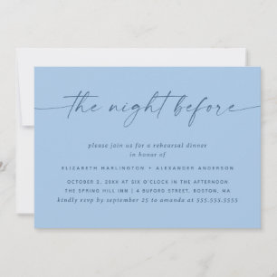 Pastel Sky Blue Rehearsal Dinner   Coastal Beach Invitation