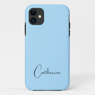 Pastel Sky Solid Colour Minimalist Name iPhone 11 Case