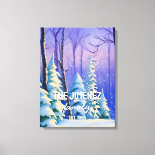 Pastel Sky with Watercolor Winter Custom Family Canvas Print
