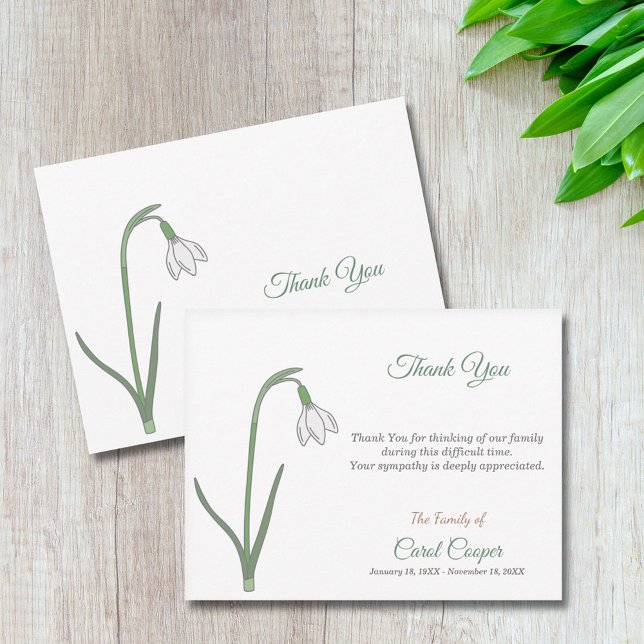 Pastel Snowdrop Funeral Thank You Note Card (Pastel Snowdrop Funeral Thank You Note Card)