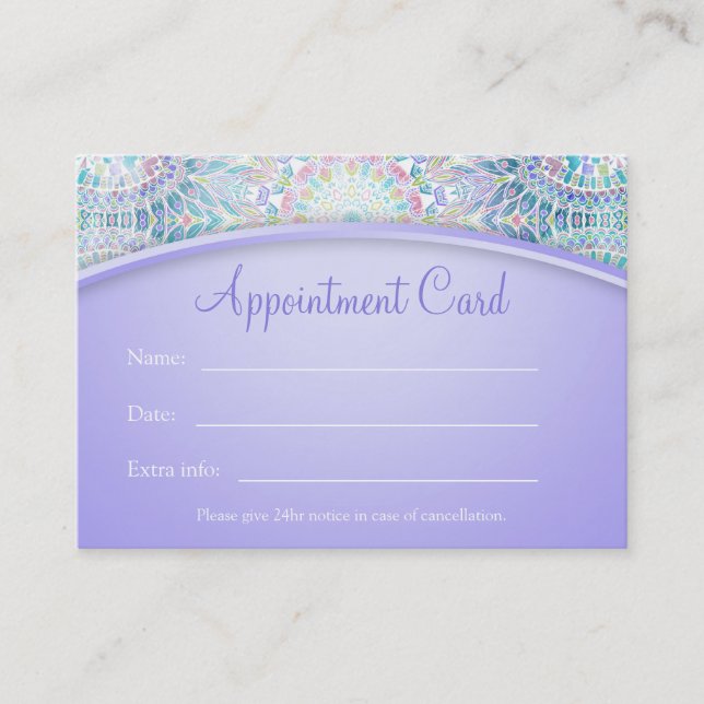 Pastel Snowflake Mandala Appointment Card (Front)