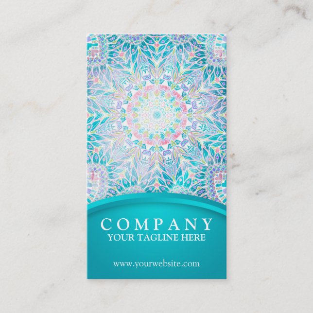 Pastel Snowflake Mandala Business Card (Front)