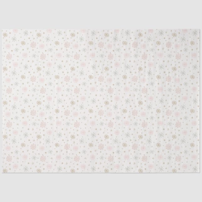 Pastel Snowflakes Off White Christmas Tissue Paper (Front)