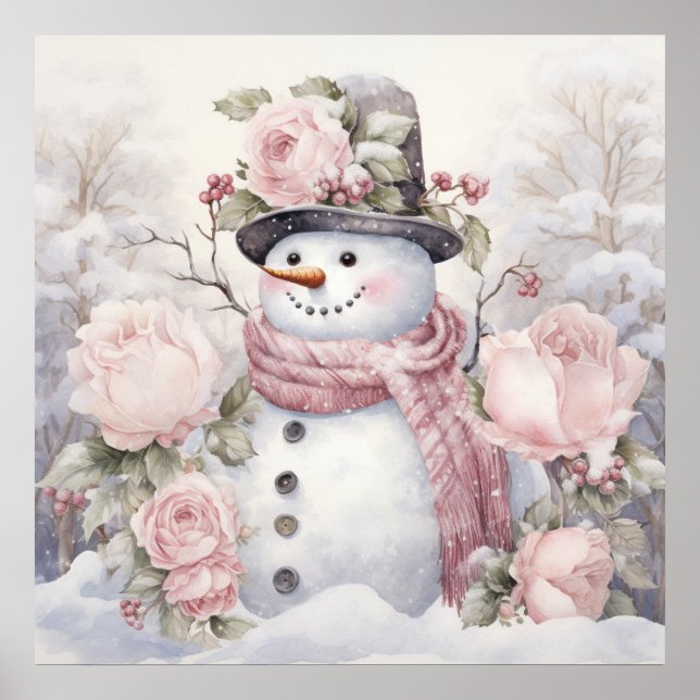Pastel Snowman Poster (Front)