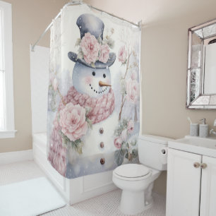 Pastel Snowman Shower Curtain