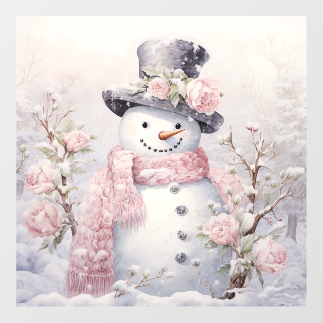 Pastel Snowman Window Cling (Sheet)