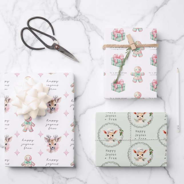 Pastel Sobriety Gift Paper, Happy Joyous Free Wrapping Paper Sheet (Front)