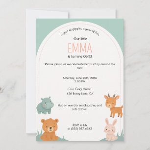 Pastel Soft and Sweet 1er anniversaire Invitation