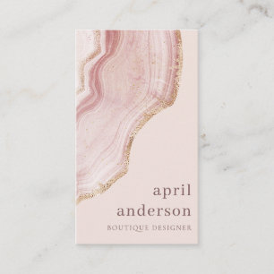 Pastel Soft Blush Rose Gold Agate Marble Texture Business Card