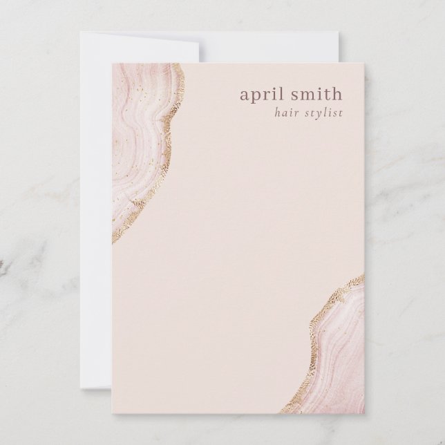 Pastel Soft Blush Rose Gold Agate Marble Texture Card (Front)