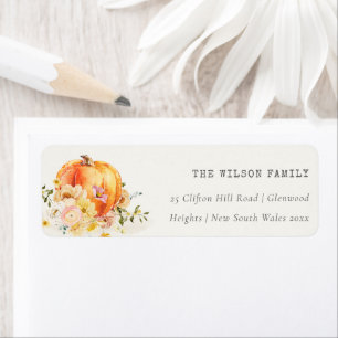 Pastel Soft Floral Citrouille Thanksgiving Adresse