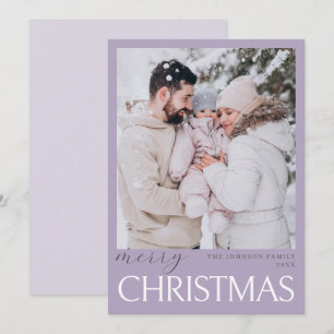 Pastel Soft Light Lavender Merry Christmas Photo Card